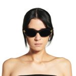 Women’s Casino Round Sunglasses in Black - Image 2